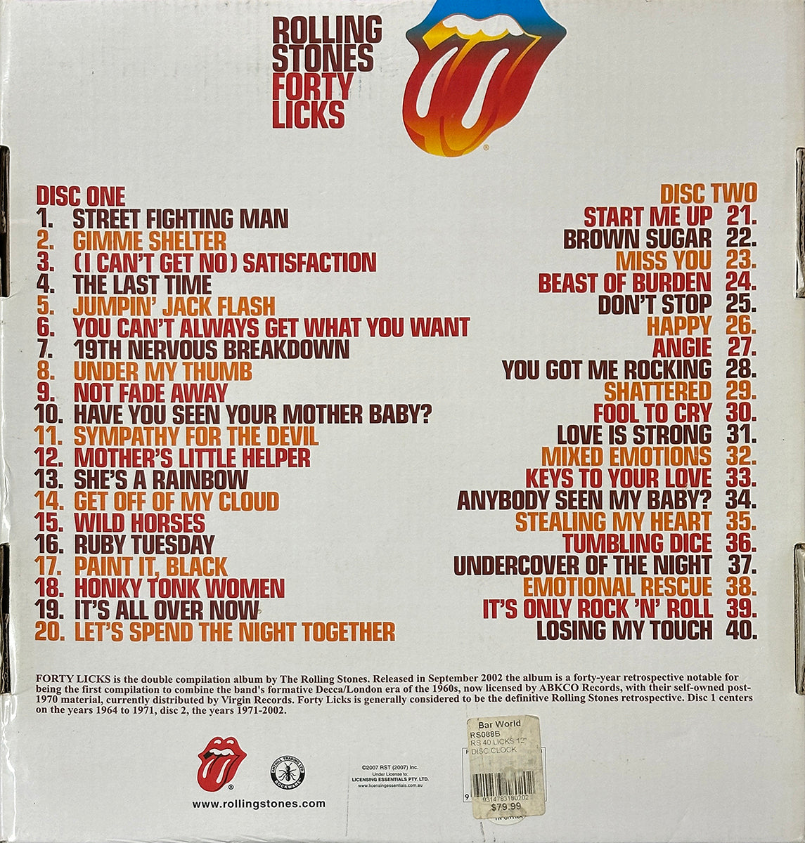 Rolling Stones Forty Licks Clock