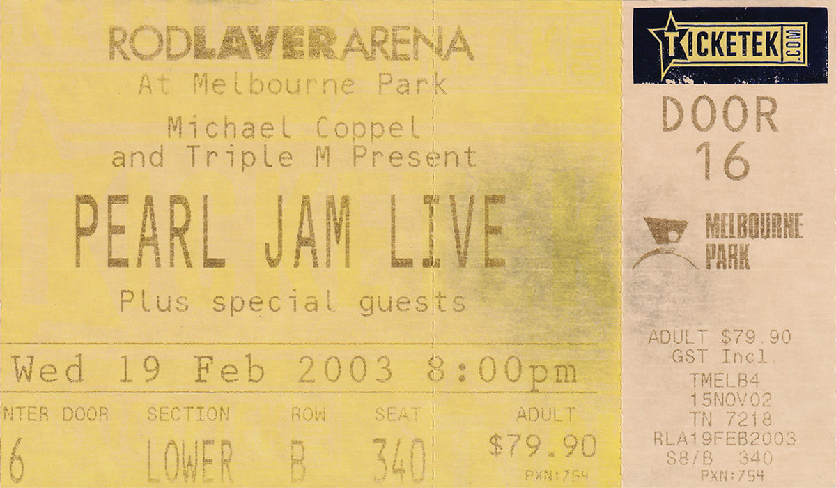 Rod Laver Arena Melbourne Wednesday 19th February 2003 Show Ticket