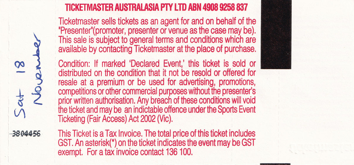 Telstra Dome Melbourne Friday 24th March 2006 Show Ticket