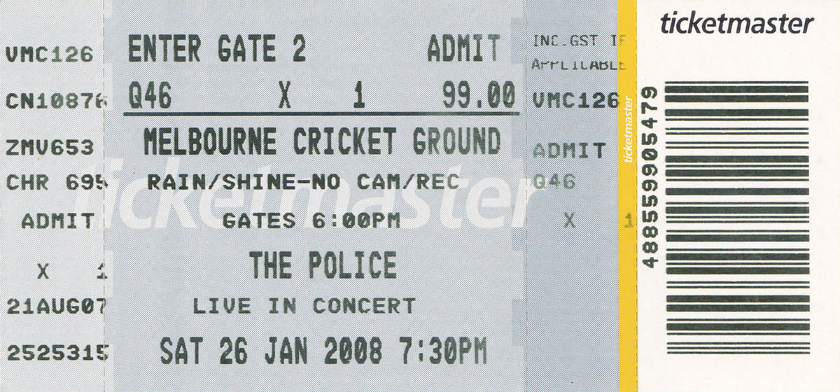 The Police 2007 World Tour Program (With Ticket)