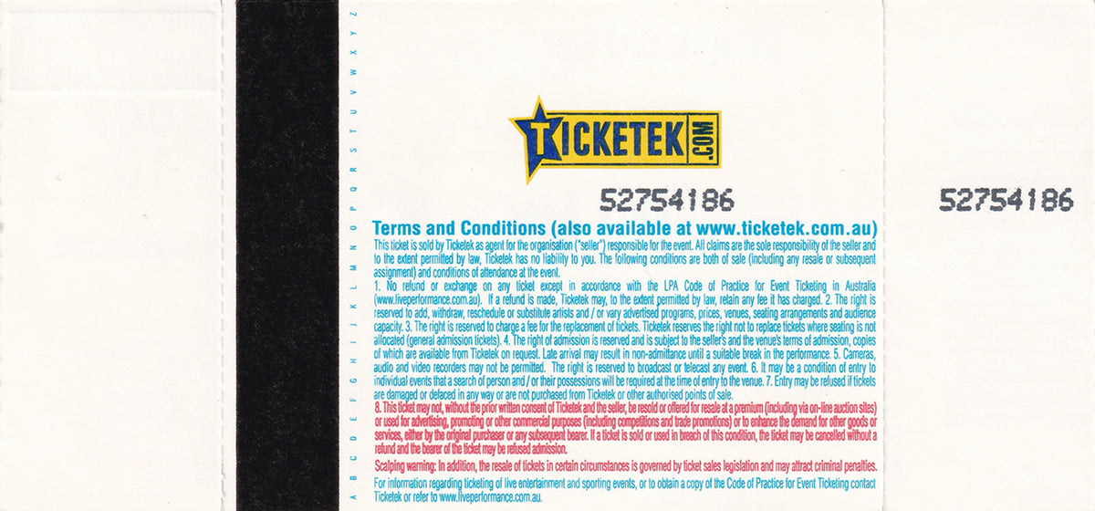 Rod Laver Arena Melbourne Tuesday 29th May 2007 Show Ticket