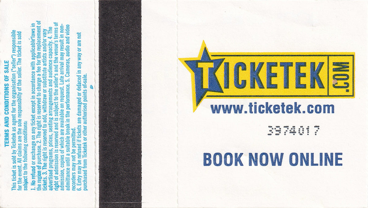Rod Laver Arena Melbourne Wednesday 19th February 2003 Show Ticket