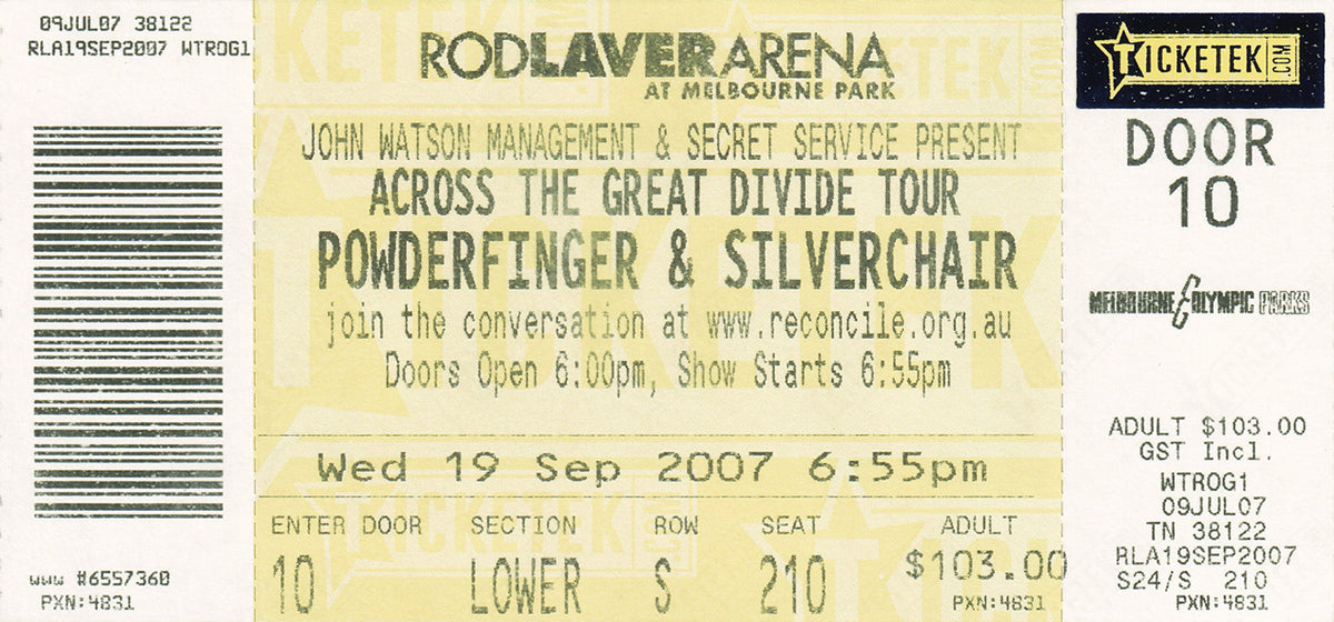 Across The Great Divide Australian Tour Program (With Ticket)