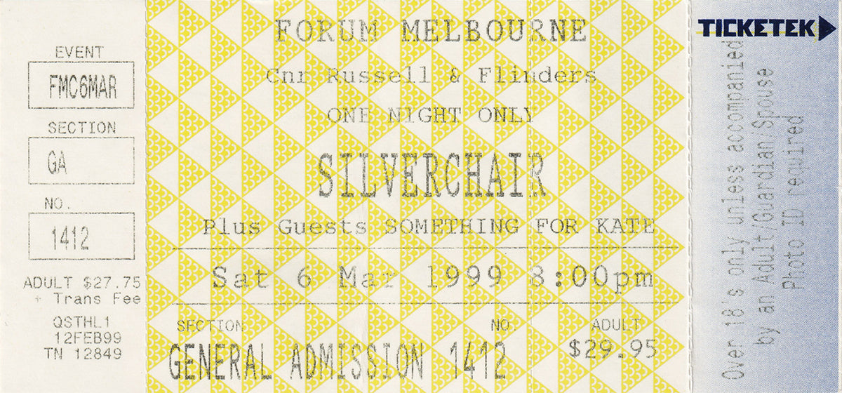 The Forum Melbourne Saturday 6th March 1999 Show Ticket