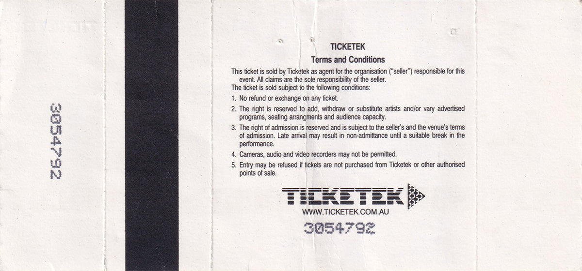 The Hi Fi Bar Melbourne Saturday 31st July 1999 Show Ticket