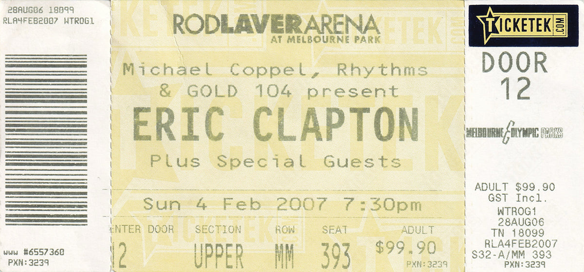 Rod Laver Arena Melbourne Sunday 4th February 2007 Show Ticket