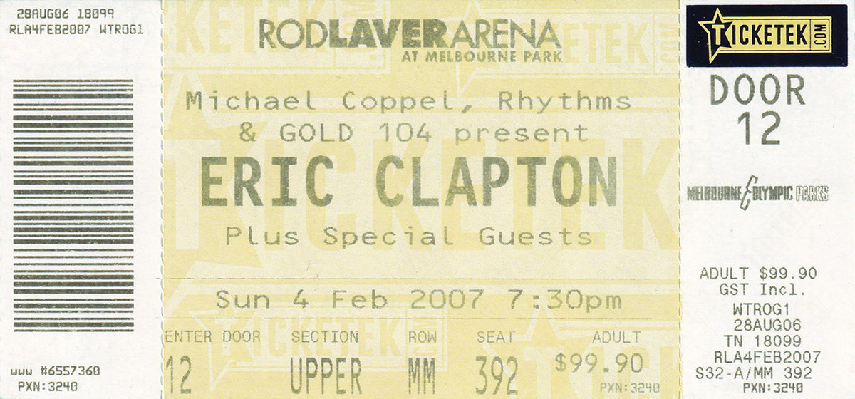 Eric Clapton 2006-2007 World Tour Program (With Ticket)