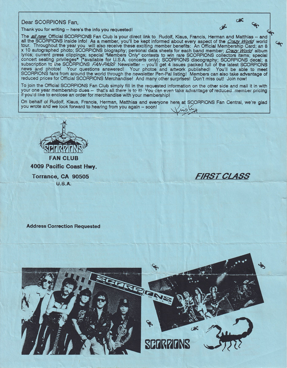Mail Order Sheet