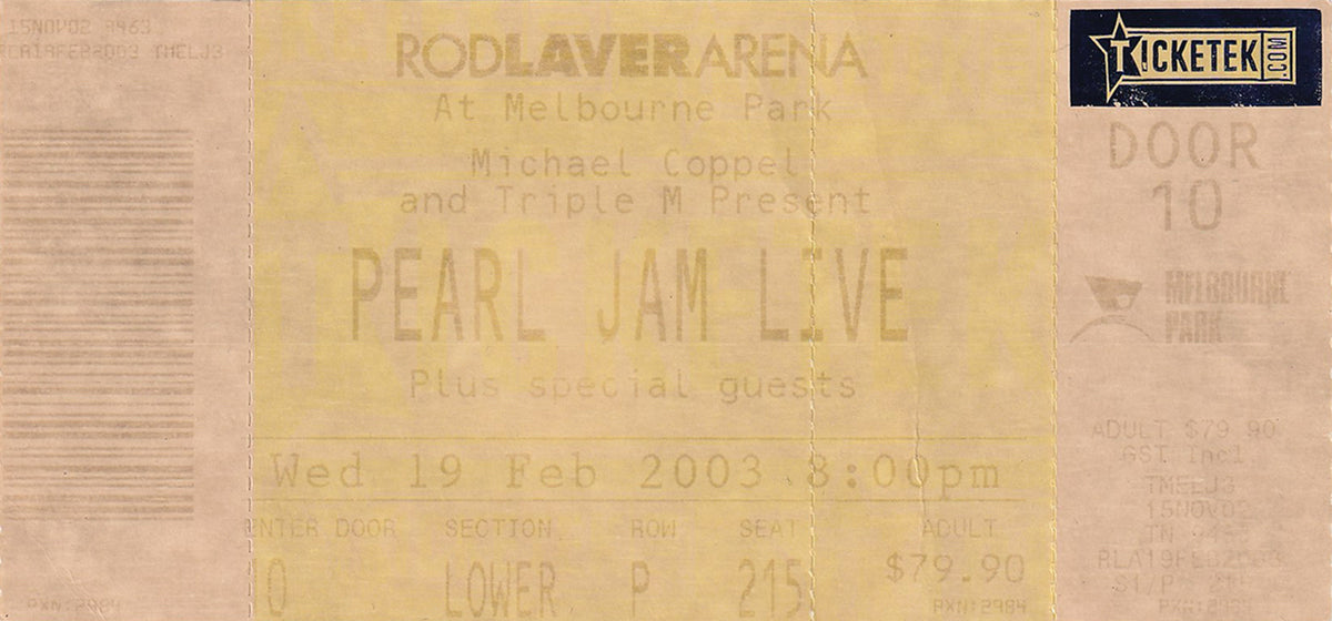 Rod Laver Arena Melbourne Wednesday 19 Febuary 2003