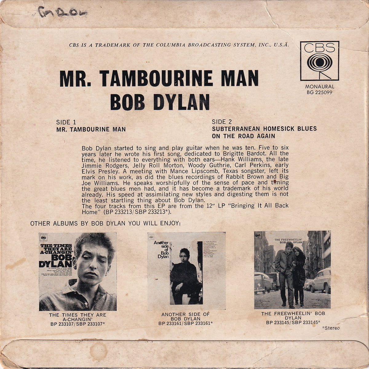 Bob Dylan's Mr. Tambourine Man