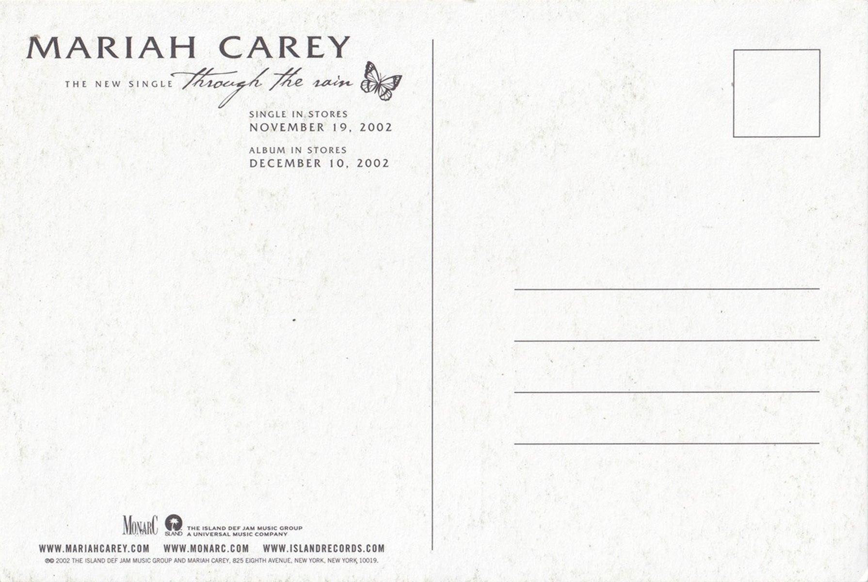 Through The Rain' Promo Postcard
