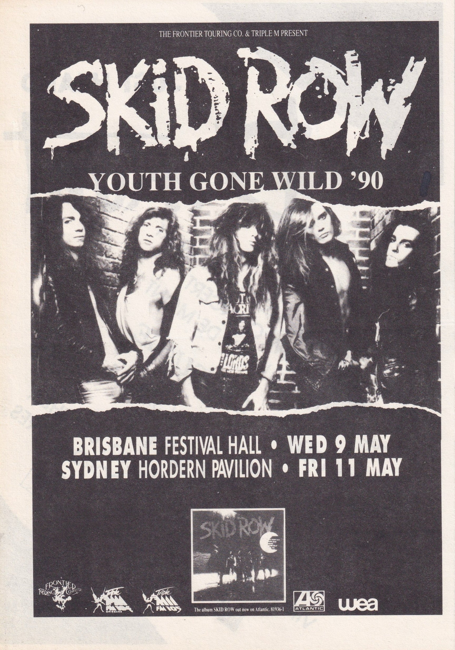 Brisbane, 9th May, Sydney, 11th May, 1990 'Youth Gone Wild' Tour Flyer