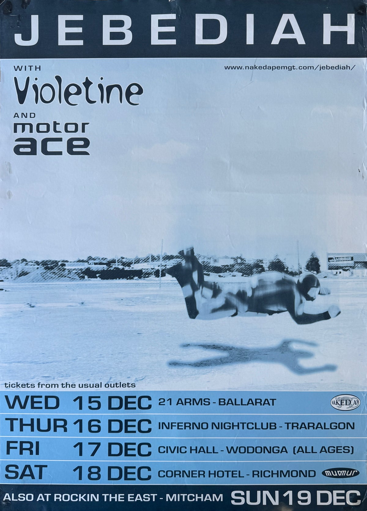 Jebediah Violetine Motor Ace 1999 Melbourne Shows Poster