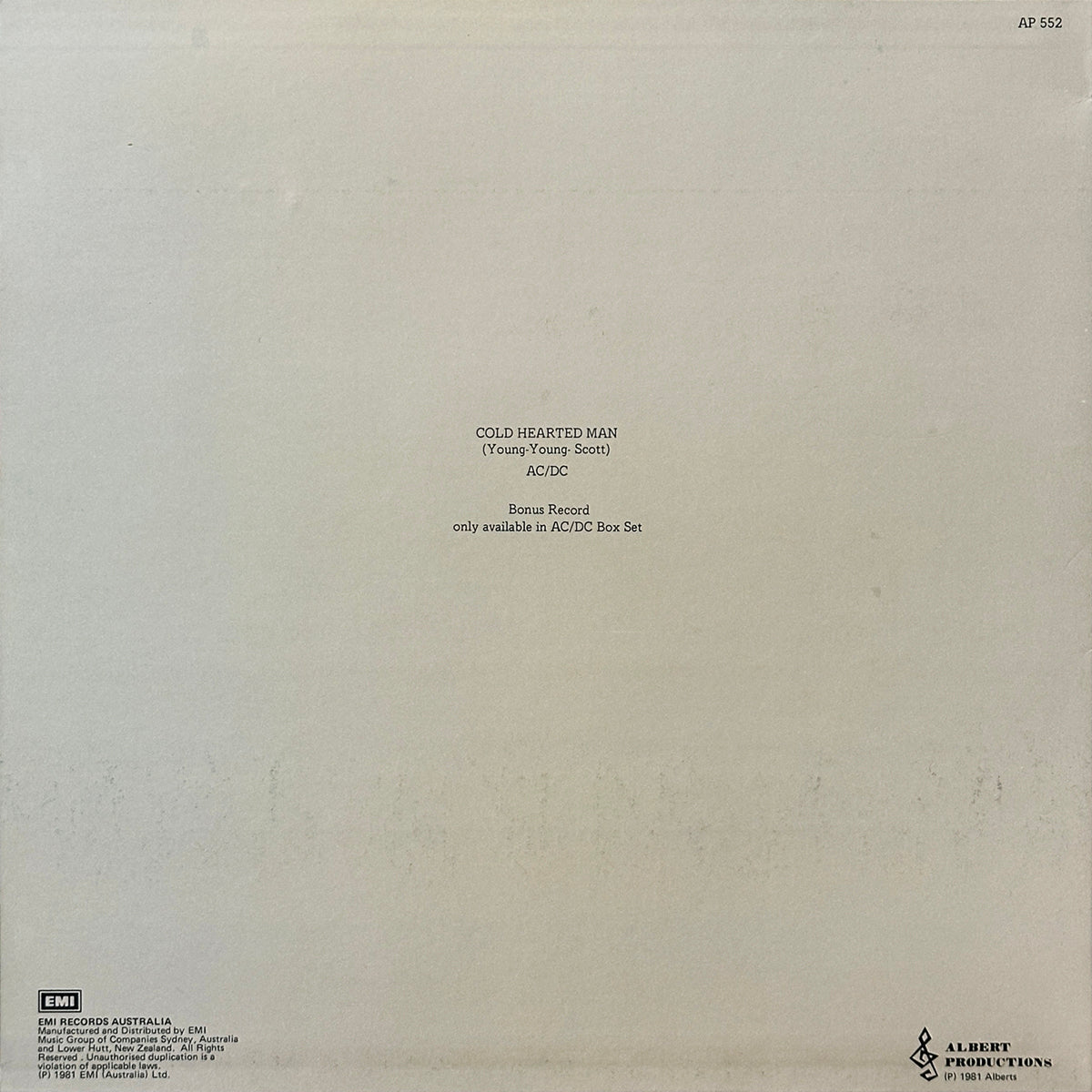 Cold Hearted Man (Bonus Record from the Vol. 1 Box Set)