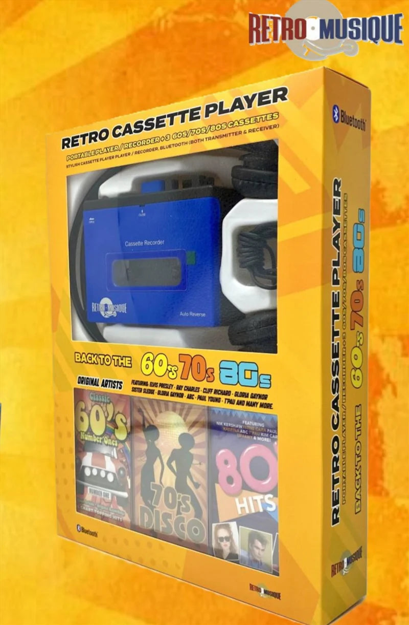 Portable Cassette Player 60's, 70's & 80's (Blue)