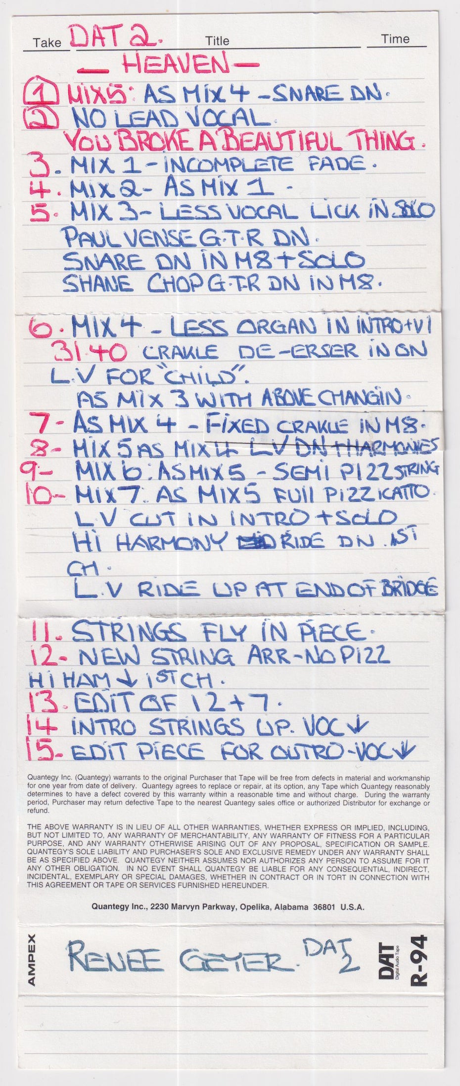 Mixes Reel 2 (DAT 2)