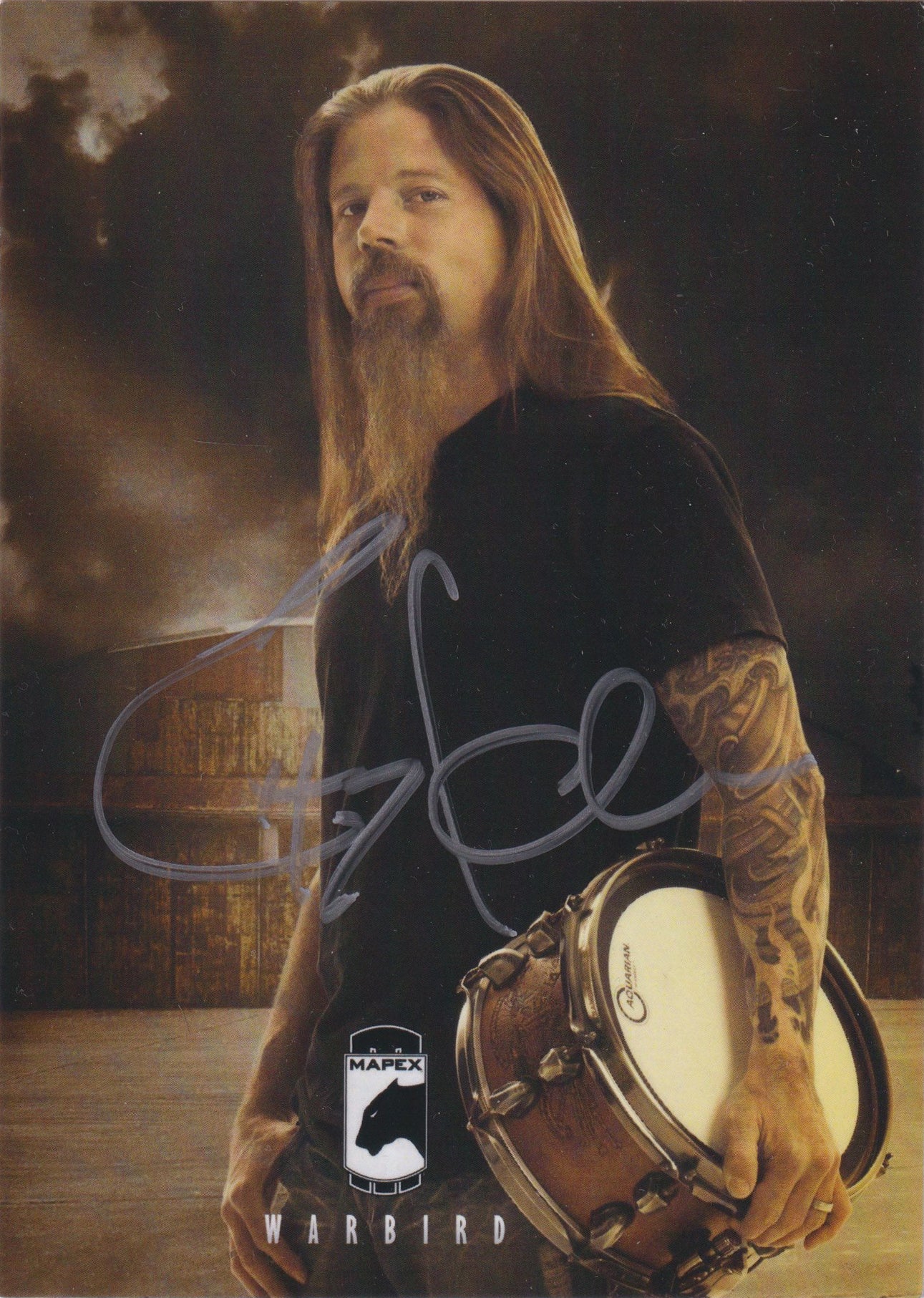 Signed Chris Adler Mapex 'Warbird' Snare Drum Promo Photo