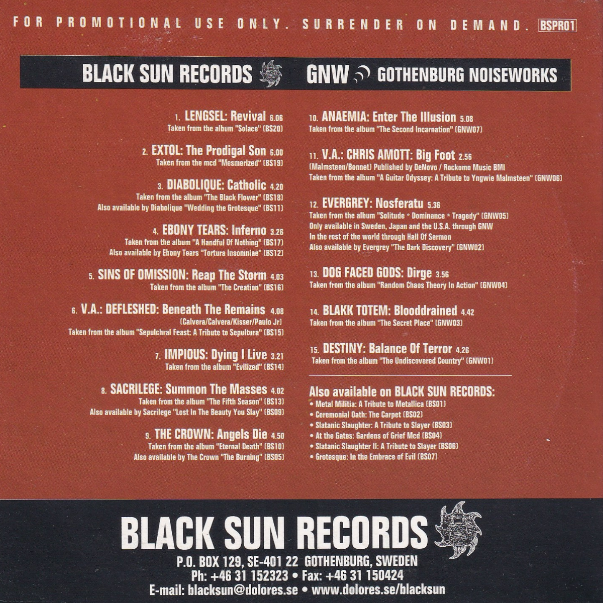 Black Sun Records Catalog 2000 - Image 2