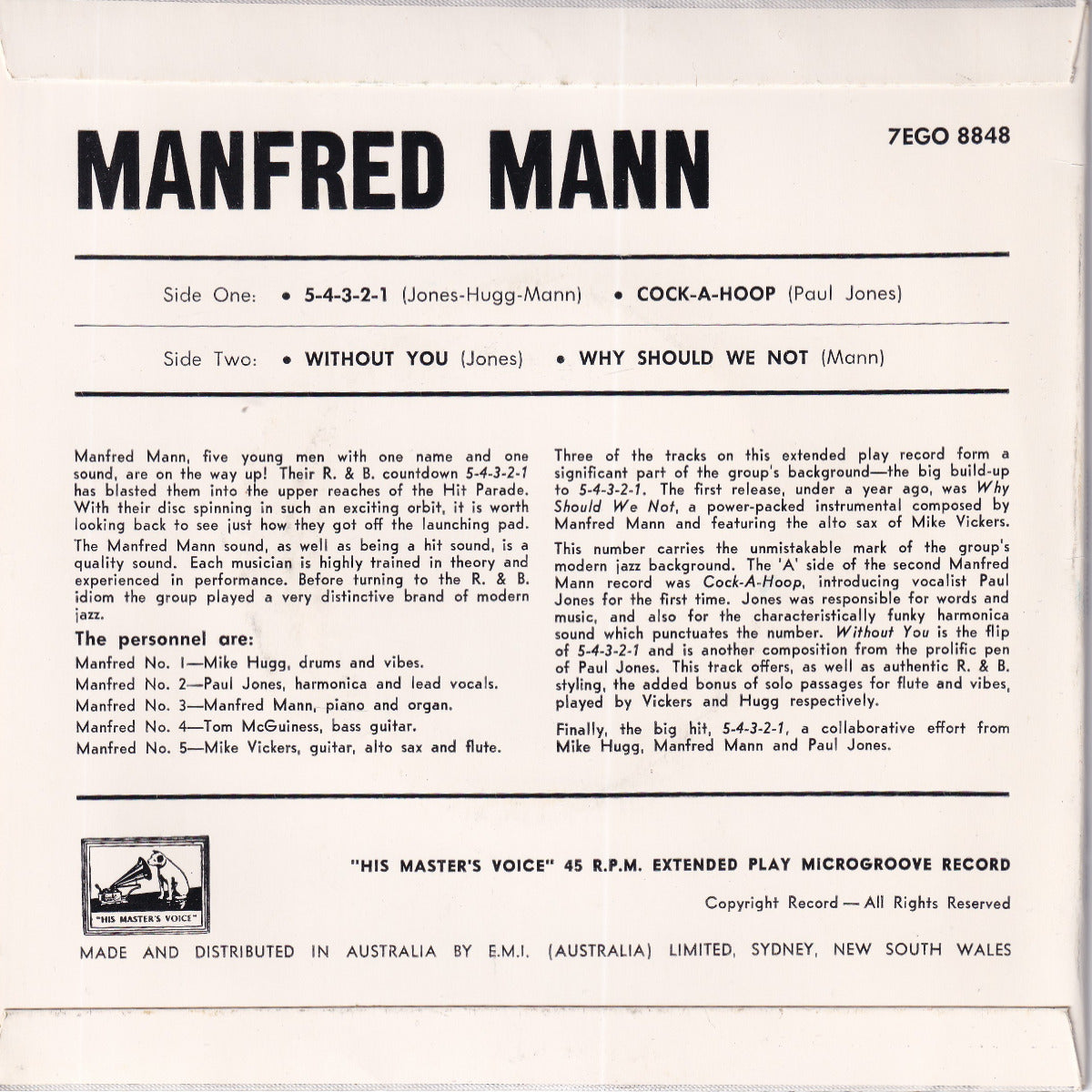 Manfred Mann's Cock-A-Hoop With 5 4 3 2 1 - Image 2