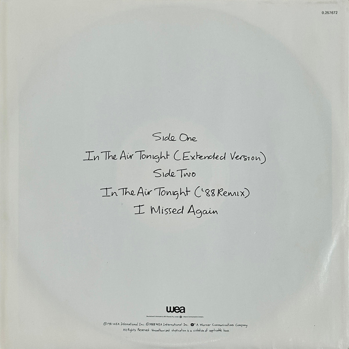 In The Air Tonight (88' Remix) And (Extended Version) - Image 2