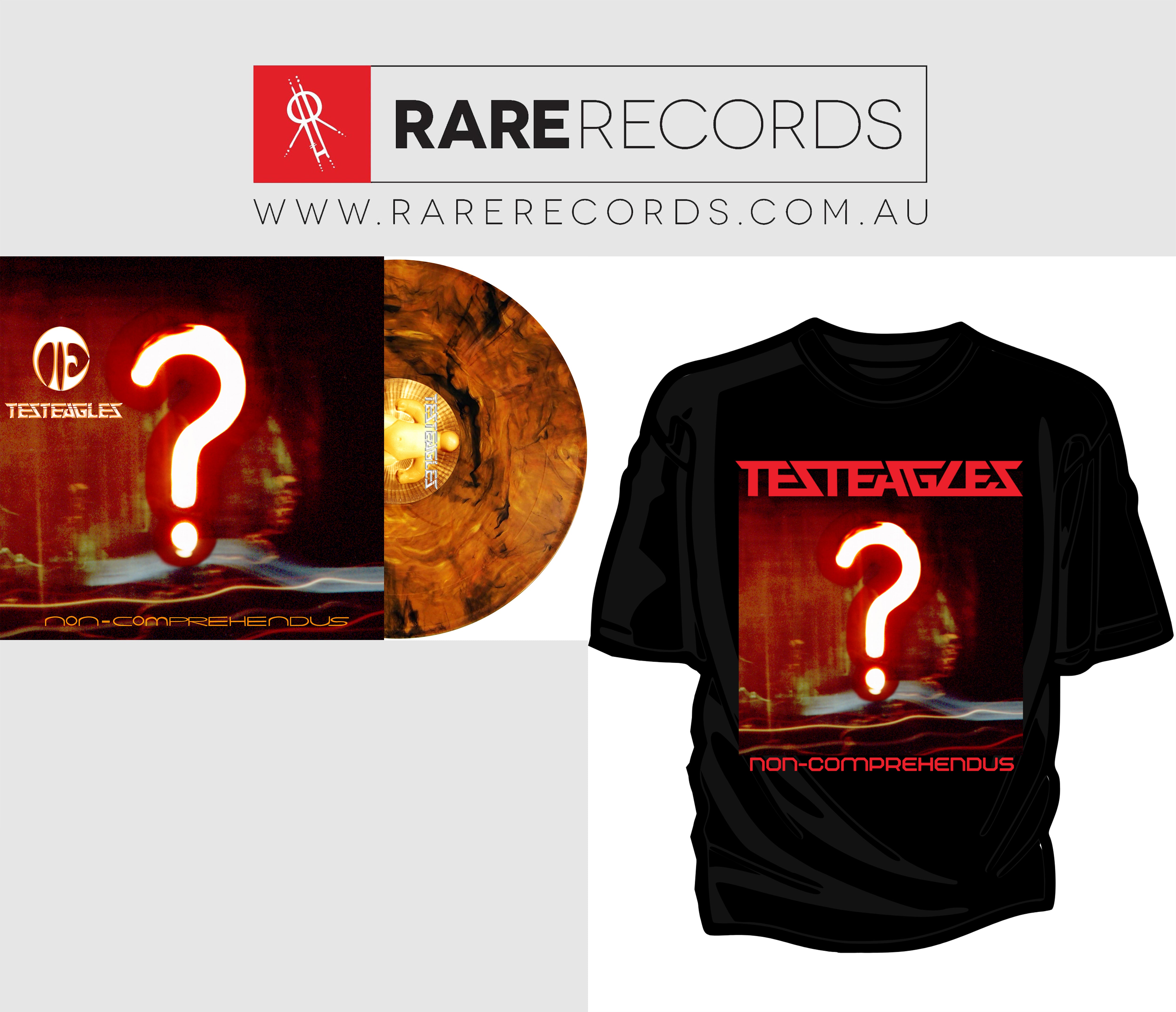 Non-Comprehendus Translucent Orange With Gold & Black Marble Vinyl & Shirt Bundle (Pre-Order)