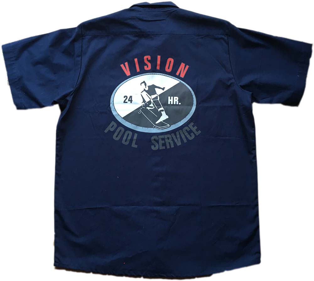 Navy Blue 'Vision Pool Service' Button-Up Shirt