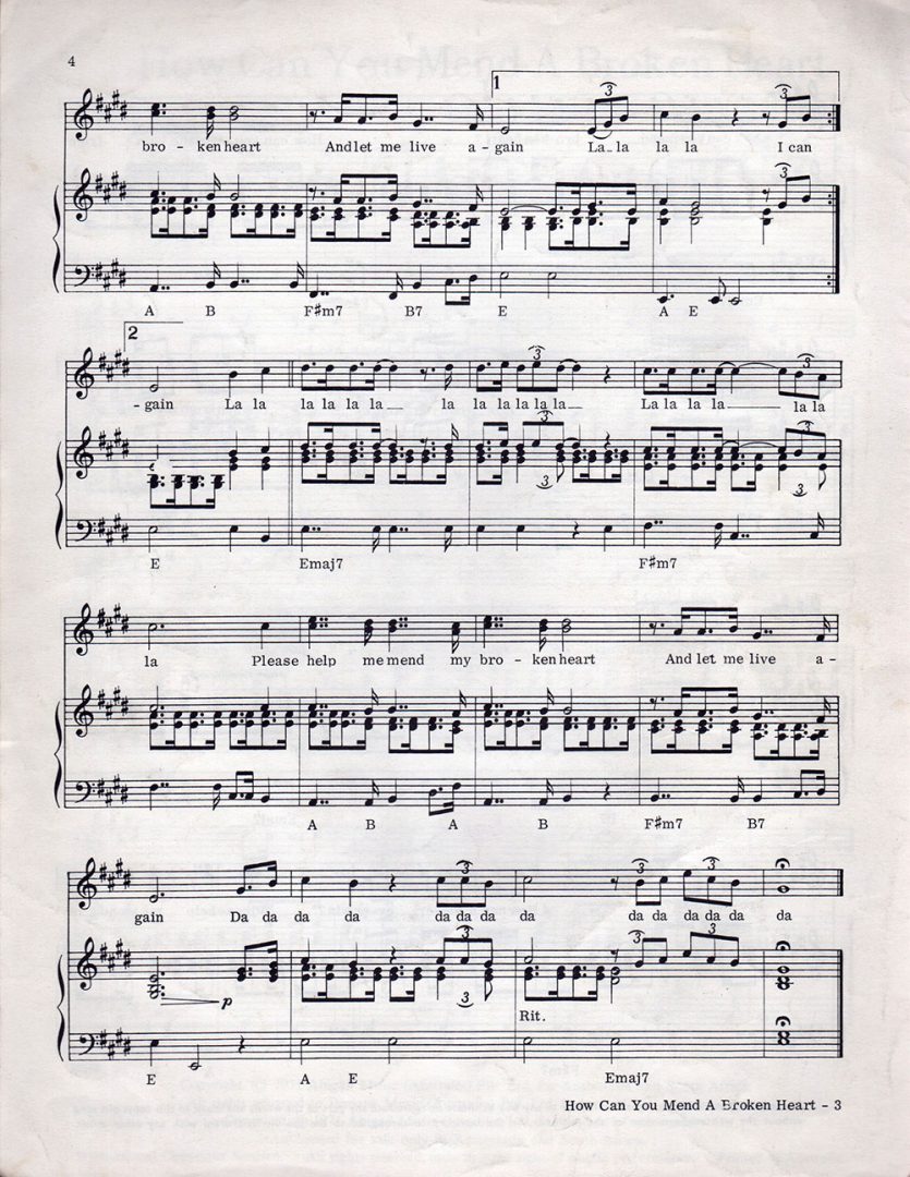 How Can You Mend A Broke Heart Sheet Music
