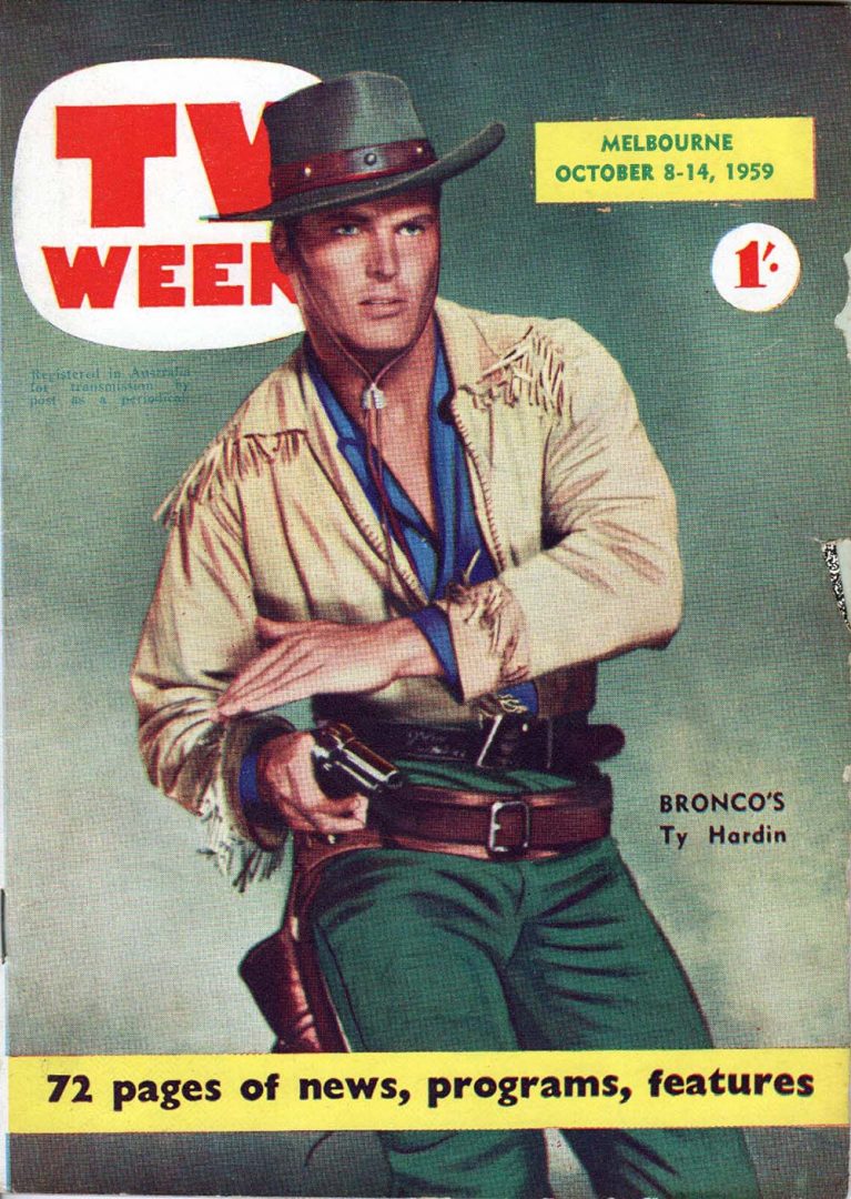 TV Week - 8th-14th October 1959 - Ty Hardin On Cover