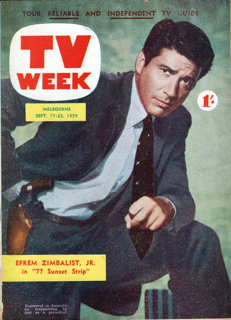 TV Week - 17th-23rd September 1959 - Efrem Zimbalist Jr. On Cover