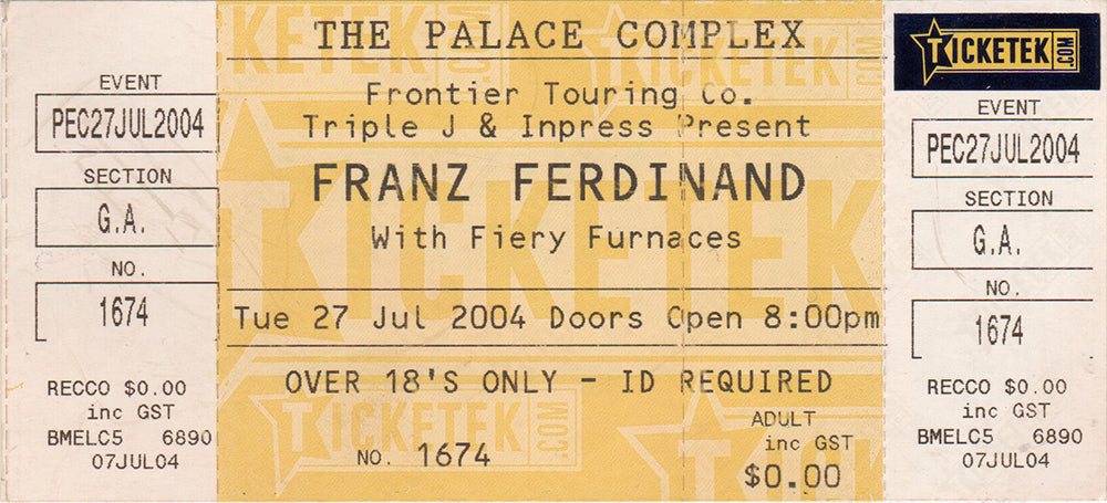 The Palace, Tuesday 27 July 2004