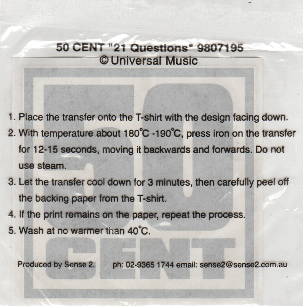 21 Questions' Iron On Transfer