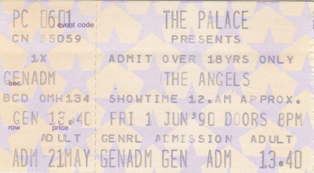 The Palace - St. Kilda 1st June, 1990 Ticket Stub