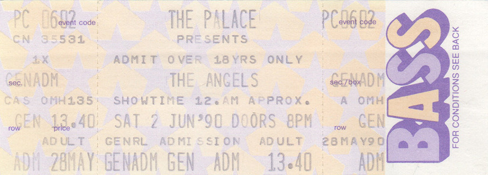 The Palace - St. Kilda 2nd June, 1990 Ticket