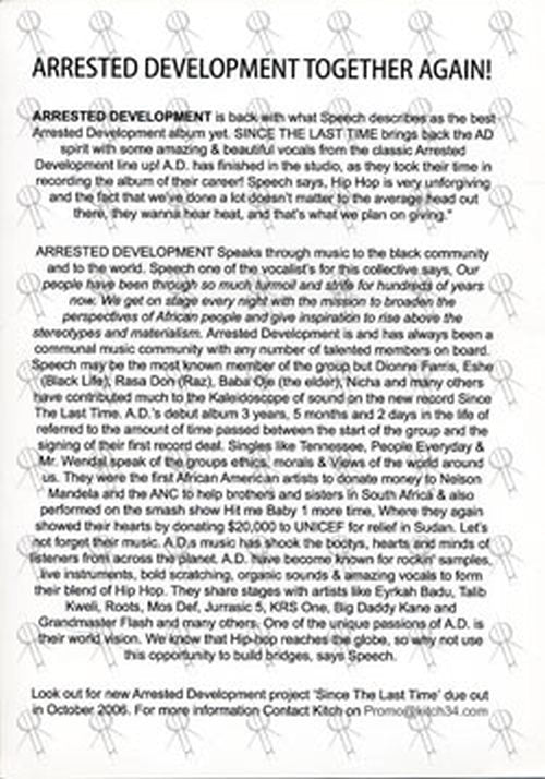 ARRESTED DEVELOPMENT - 'Since The Last Time' Black And White Flyer - 2