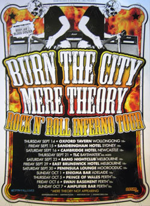 BURN THE CITY|MERE THEORY - 'Rock 'N Roll Inferno' Australia 2006 Tour Poster - 1