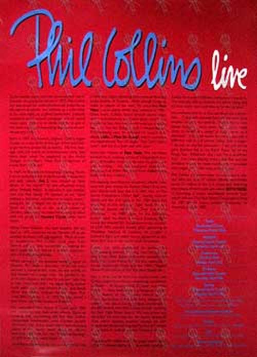 COLLINS-- PHIL - 'Phil Collins Live' Australian Tour/Bio Poster - 2
