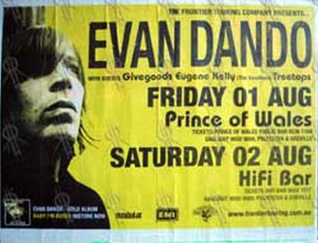 DANDO-- EVAN - Prince Of Wales / Hifi Bar Melbourne August 2003 Shows Poster - 1