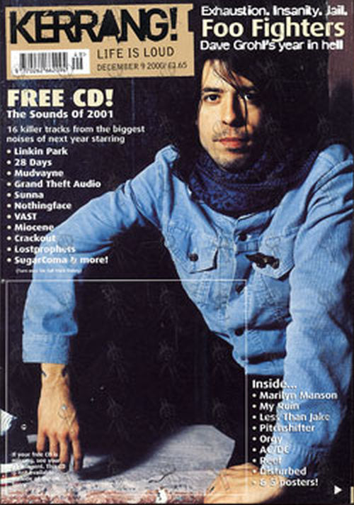 FOO FIGHTERS - 'Kerrang!' - 9th December 2000 - Dave Grohl On Cover - 1