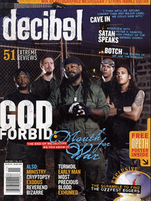 GOD FORBID - 'Decibel' - November 2005 - God Forbid On Cover - 1