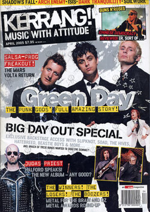 GREEN DAY - &#39;Kerrang&#39; - April 2005 - Green Day On Cover - 1