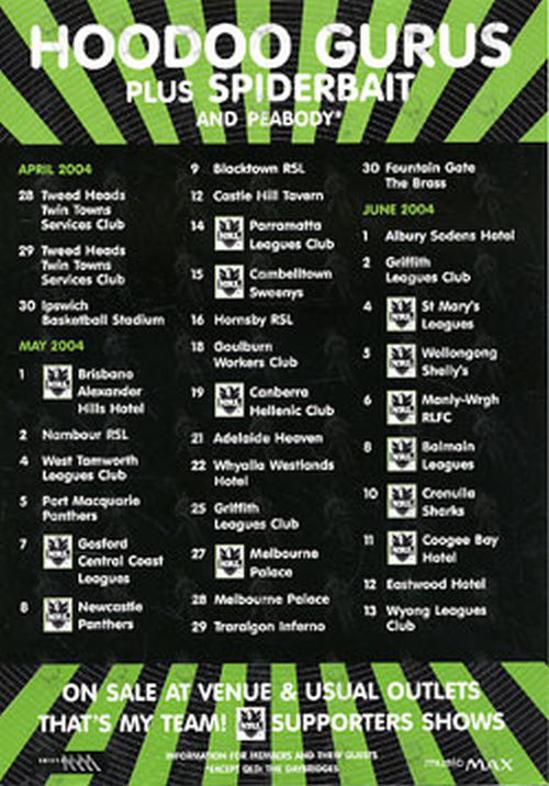 HOODOO GURUS - 'Mach Shau' Australian Tour Flyer - 2