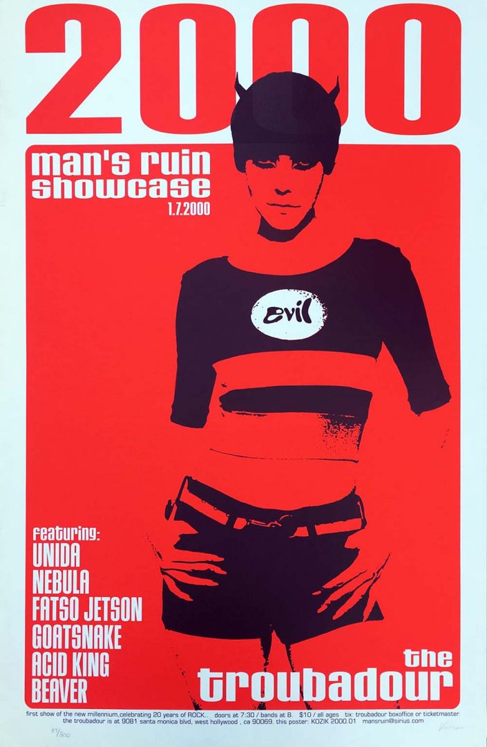Troubadour, Hollywood, 7th January 2000 Man's Ruin Showcase Poster