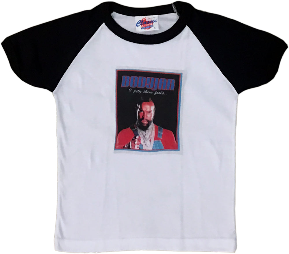 Mr. T Design Ringer-Style White And Black T-Shirt