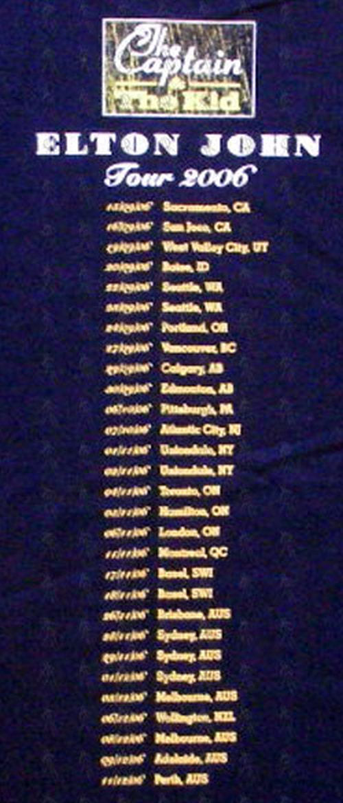 JOHN-- ELTON - Black 'The Captain & The Kid' World Tour T-Shirt - 4