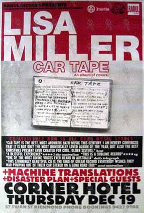 MILLER-- LISA - 'Car Tape' Corner Hotel - Melbourne - Thursday 19th December 2002 Album / Show Poster - 1