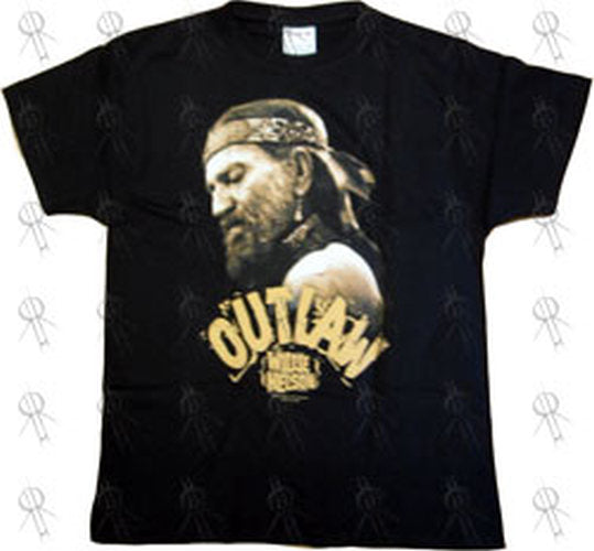 NELSON-- WILLIE - Black 'Outlaw' Design Girls T-Shirt - 1