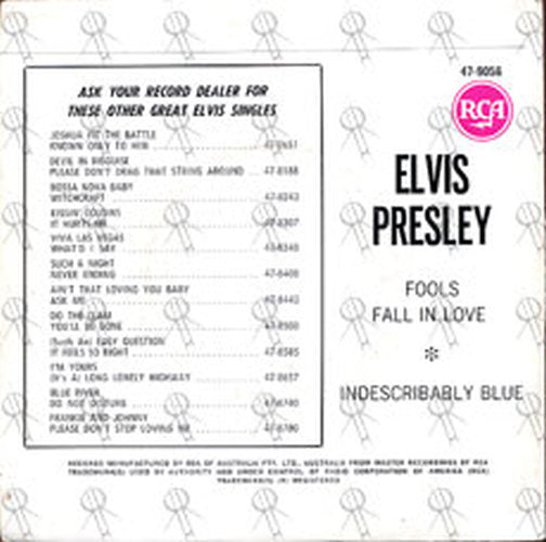 PRESLEY-- ELVIS - Fools Fall In Love / Indescribably Blue - 2