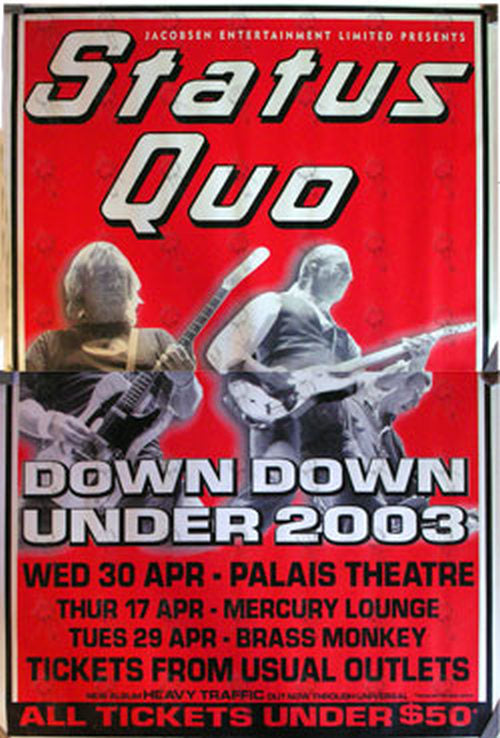 STATUS QUO - &#39;Down Under 2003&#39; Tour Promo Poster - 1
