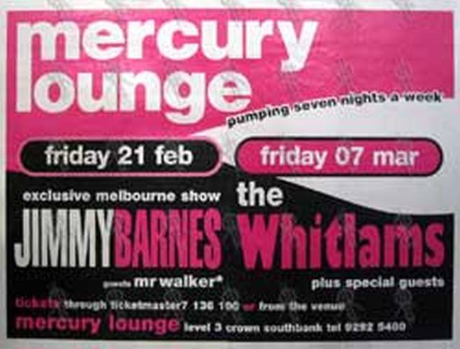 THE WHITLAMS|JIMMY BARNES - 'Mercury Lounge' Gig Poster - 1