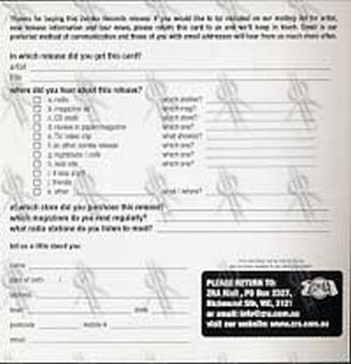 TOOL - Tool CD Slick/Mailing List Form - 2